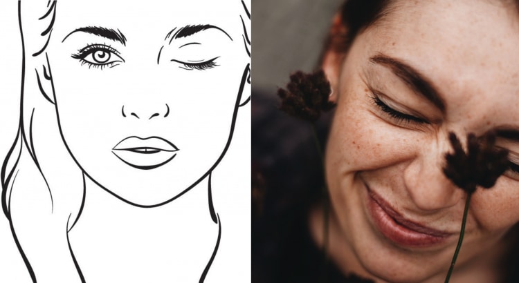 visage illustré figé et visage naturel